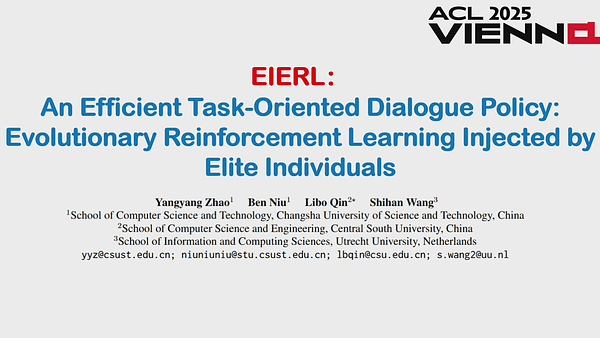 An Efficient Task-Oriented Dialogue Policy: Evolutionary Reinforcement Learning Injected by Elite Individuals.