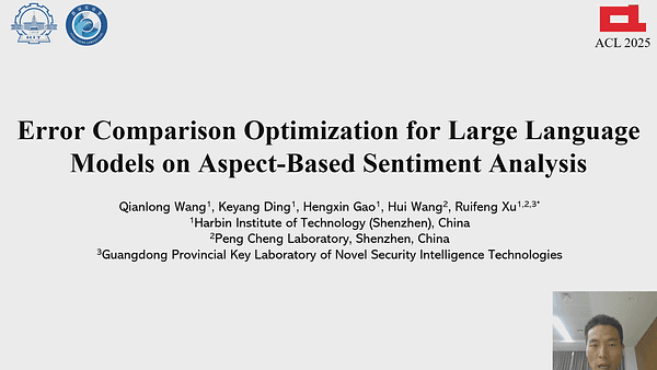 Error Comparison Optimization for Large Language Models on Aspect-Based Sentiment Analysis