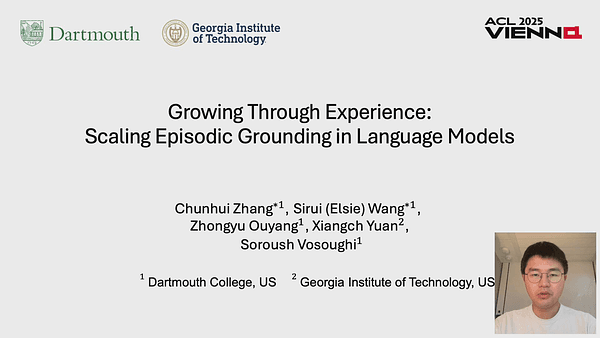Growing Through Experience: Scaling Episodic Grounding in Language Models