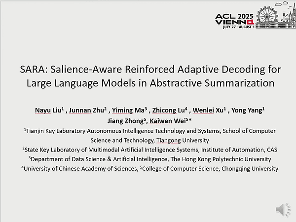 SARA: Salience-Aware Reinforced Adaptive Decoding for Large Language Models in Abstractive Summarization