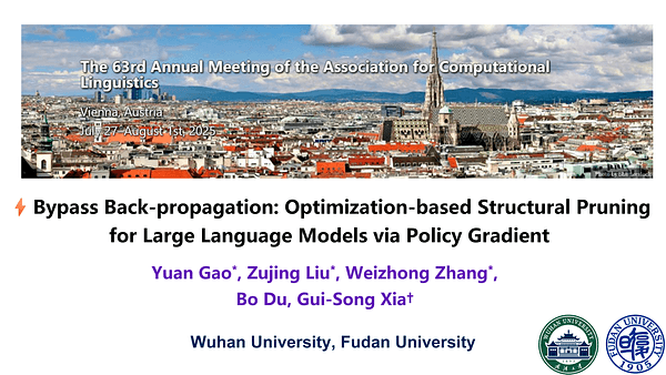 Bypass Back-propagation: Optimization-based Structural Pruning for Large Language Models via Policy Gradient