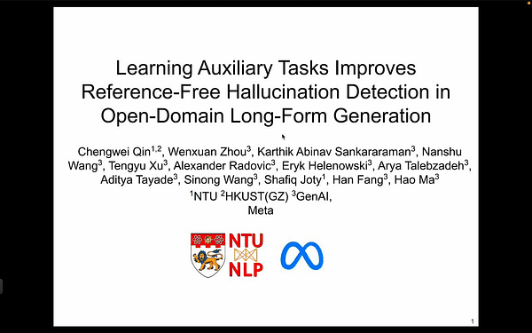 Learning Auxiliary Tasks Improves Reference-Free Hallucination Detection in Open-Domain Long-Form Generation
