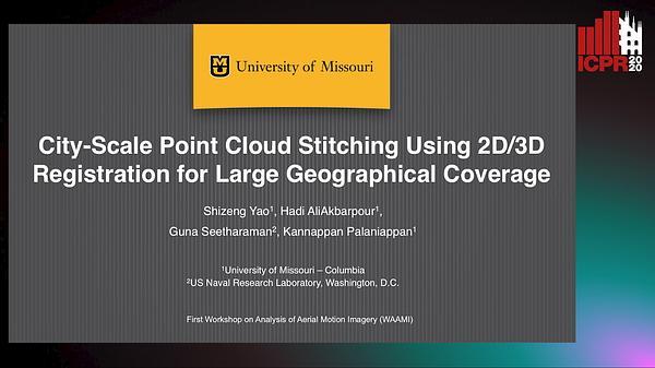 City-Scale Point Cloud Stitching Using 2D/3D Registration for Large Geographical Coverage