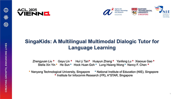 SingaKids: A Multilingual Multimodal Dialogic Tutor for Language Learning