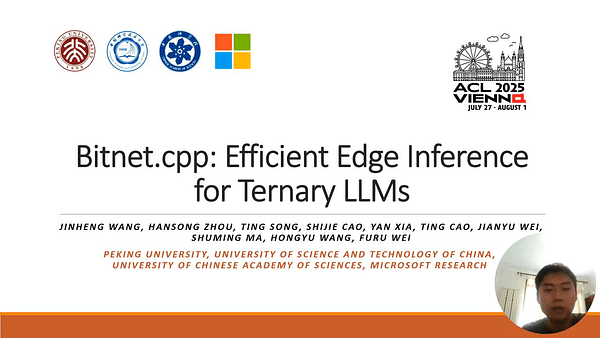 Bitnet.cpp: Efficient Edge Inference for Ternary LLMs
