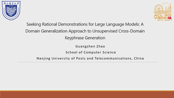 Seeking Rational Demonstrations for Large Language Models: A Domain Generalization Approach to Unsupervised Cross-Domain Keyphrase Generation