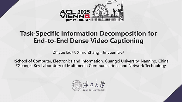 Task-Specific Information Decomposition for End-to-End Dense Video Captioning