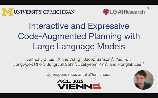 Interactive and Expressive Code-Augmented Planning with Large Language Models