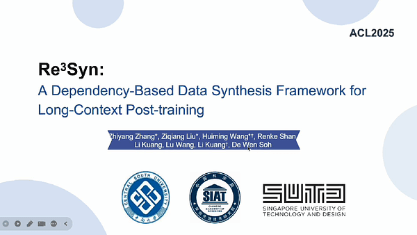 Re³Syn: A Dependency-Based Data Synthesis Framework for Long-Context Post-training