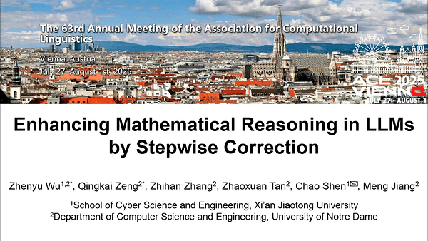 Enhancing Mathematical Reasoning in LLMs by Stepwise Correction