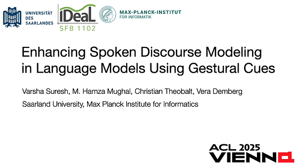 Enhancing Spoken Discourse Modeling in Language Models Using Gestural Cues