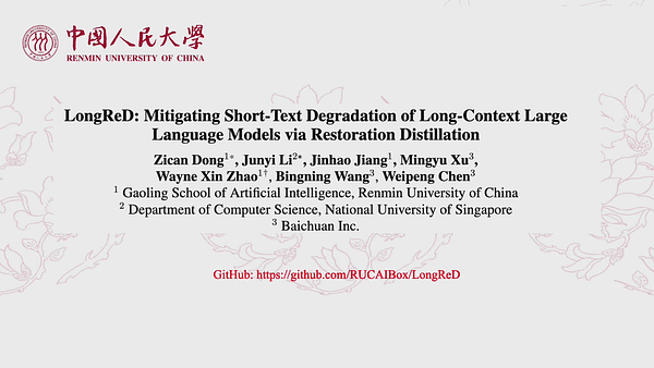 LongReD: Mitigating Short-Text Degradation of Long-Context Large Language Models via Restoration Distillation