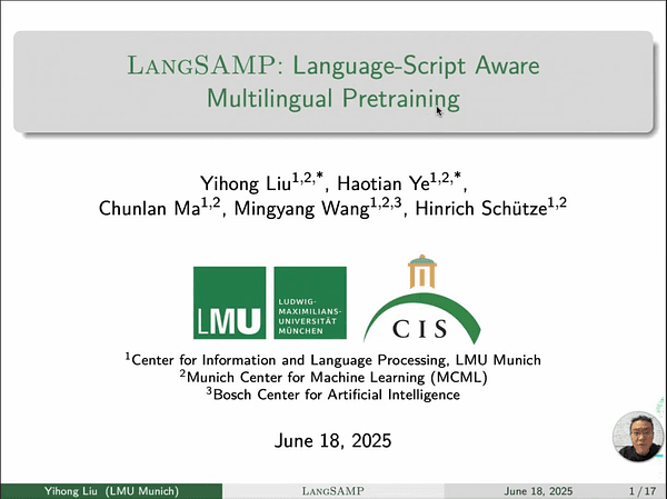 LangSAMP: Language-Script Aware Multilingual Pretraining