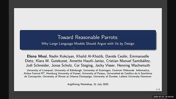 Toward Reasonable Parrots: Why Large Language Models Should Argue with Us by Design