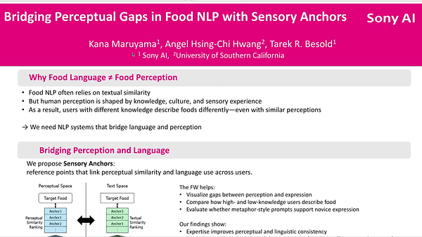 Bridging Perceptual Gaps in Food NLP: A Structured Approach Using Sensory Anchors