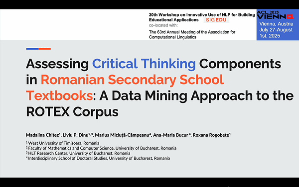 Assessing Critical Thinking Components in Romanian Secondary School Textbooks: A Data Mining Approach to the ROTEX Corpus
