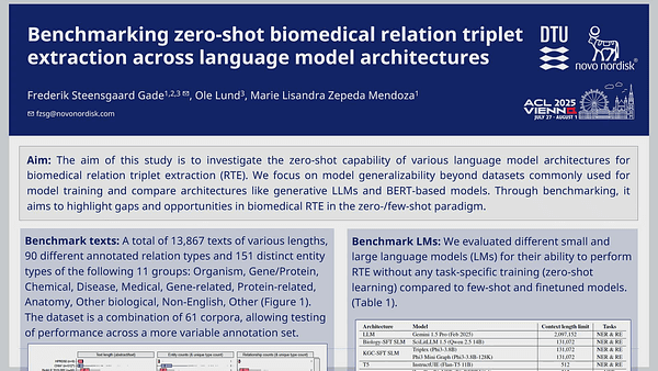 Benchmarking zero-shot biomedical relation triplet extraction across language model architectures