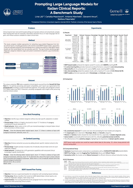 Prompting Large Language Models for Italian Clinical Reports: A Benchmark Study