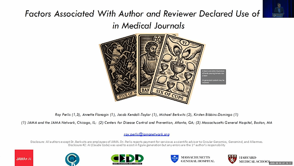 Factors Associated With Author and Reviewer Declared Use of AI in Medical Journals