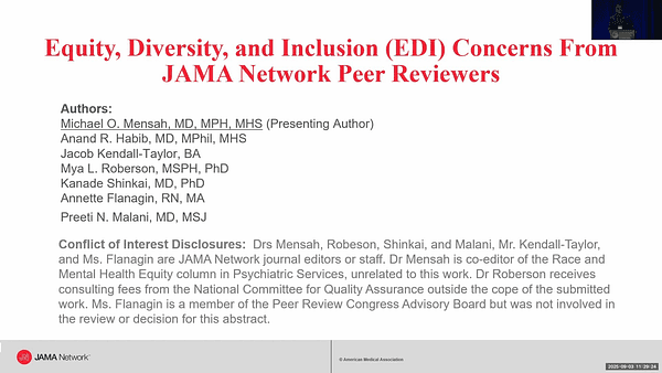 An Analysis of Equity, Diversity, and Inclusion Concerns From JAMA Network Peer Reviewers