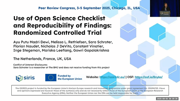 Use of an Open Science Checklist and Reproducibility of Findings: A Randomized Controlled Trial