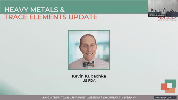 AOAC SPIFAN Topics: Heavy Metals and Trace Elements Update