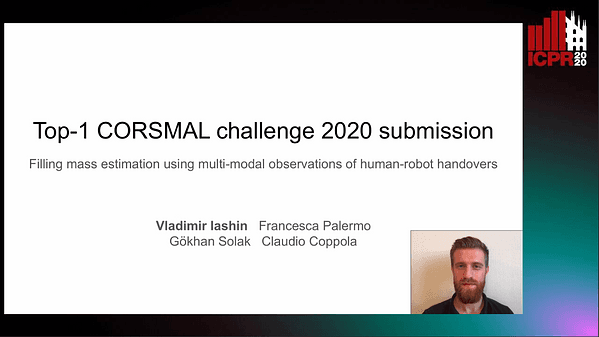 Top-1 CORSMAL Challenge 2020 submission: Filling mass estimation using multi-modal observations of human-robot handovers