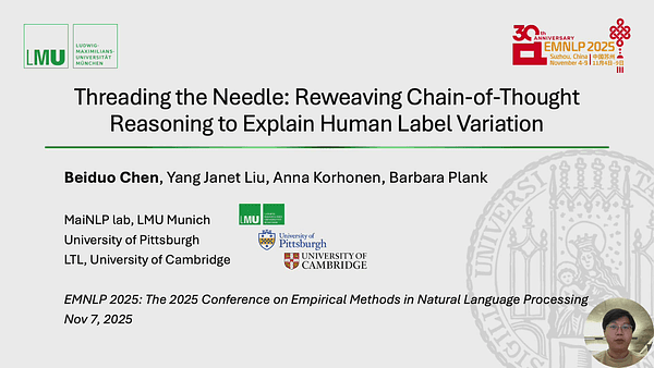 Threading the Needle: Reweaving Chain-of-Thought Reasoning to Explain Human Label Variation
