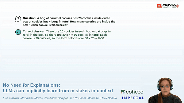 No Need for Explanations: LLMs can implicitly learn from mistakes in-context