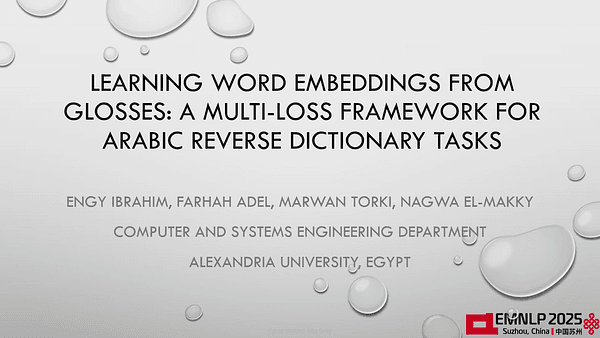 Learning Word Embeddings from Glosses: A Multi-Loss Framework for Arabic Reverse Dictionary Tasks