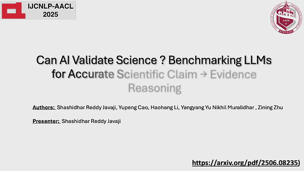 Can AI Validate Science? Benchmarking LLMs on Claim →Evidence Reasoning in AI Papers
