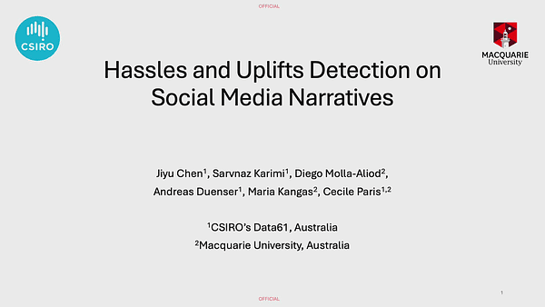Hassles and Uplifts Detection on Social Media Narratives
