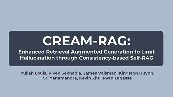 CREAM-RAG: Enhanced Retrieval Augmented Generation to Limit Hallucination through Consistency-based Self-RAG