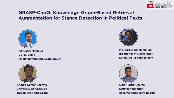 GRASP-ChoQ: Knowledge Graph-Based Retrieval Augmentation for Stance Detection in Political Texts with Chain-of-Questions Reasoning