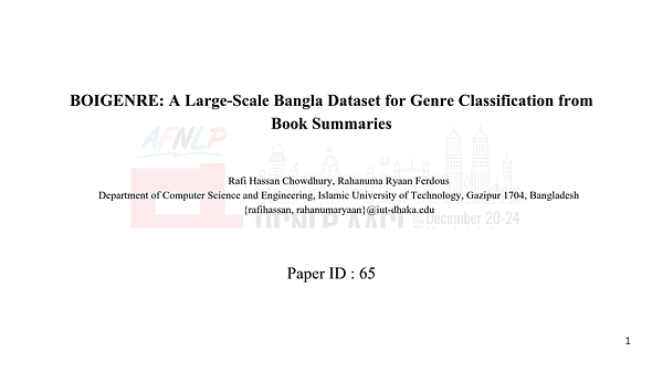 BOIGENRE: A Large-Scale Bangla Dataset for Genre Classification from Book Summaries