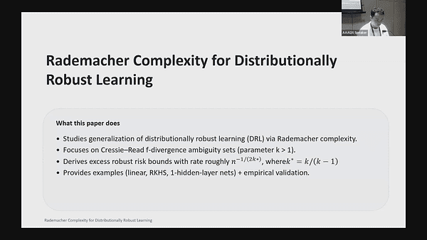 Rademacher Complexity for Distributionally Robust Learning