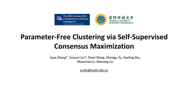Parameter-Free Clustering via Self-Supervised Consensus Maximization
