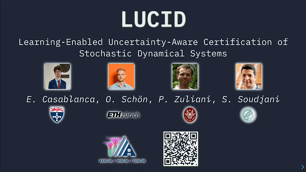 LUCID: Learning-Enabled Uncertainty-Aware Certification of Stochastic Dynamical Systems