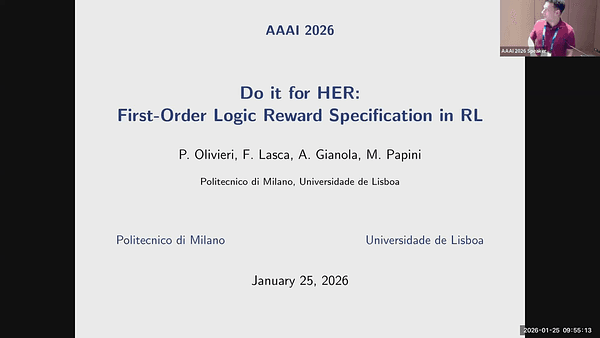 Do It for HER: First-Order Temporal Logic Reward Specification in Reinforcement Learning