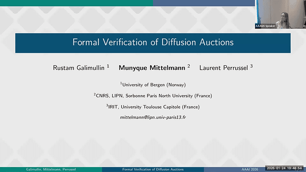 Formal Verification of Diffusion Auctions