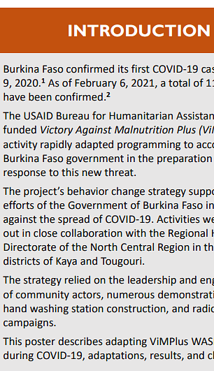 Burkina Faso: Pivoting WASH Activities to Respond to COVID-19