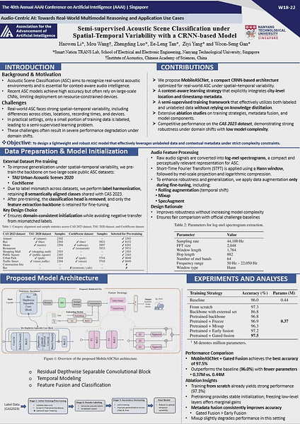 Semi-supervised Acoustic Scene Classification under Spatial-Temporal Variability with a CRNN-based Model