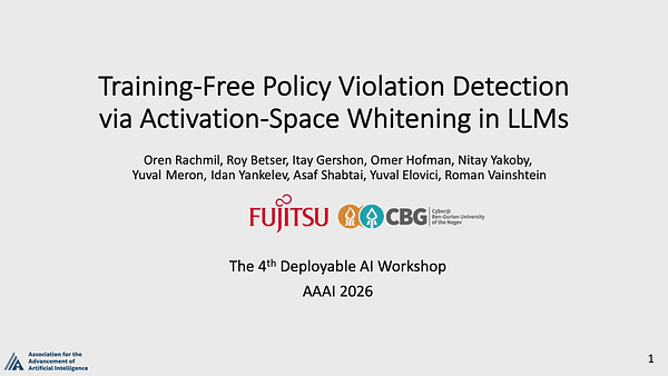 Training-Free Policy Violation Detection via Activation-Space Whitening in LLMs