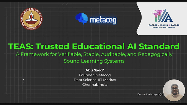 TEAS: Trusted Educational AI Standard: A Framework for Verifiable, Stable, Auditable, and Pedagogically Sound Learning Systems