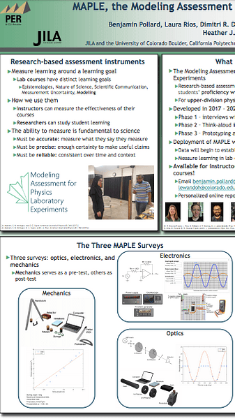 MAPLE, the Modeling Assessment for Physics Laboratory Experiments (PERC)