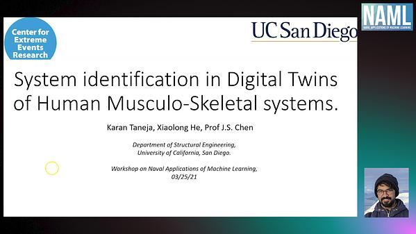System identification in Digital Twins of Human Musculo-Skeletal systems.