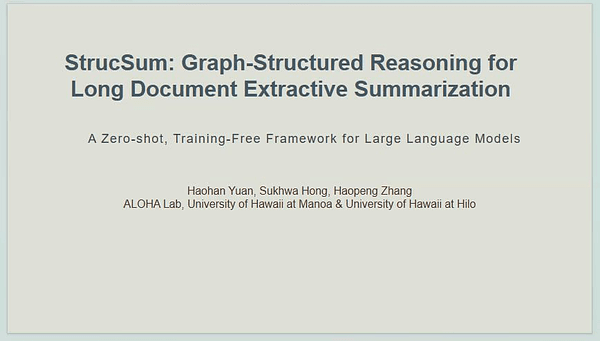 StrucSum: Graph-Structured Reasoning for Long Document Extractive Summarization with LLMs