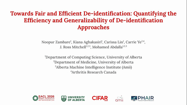 Towards Fair and Efficient De-identification: Quantifying the Efficiency and Generalizability of De-identification Approaches