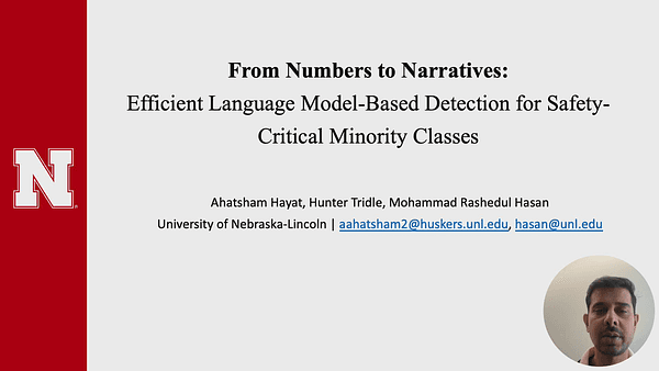 From Numbers to Narratives: Efficient Language Model-Based Detection for Safety-Critical Minority Classes