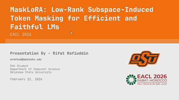 MaskLoRA: LowвЂ‘Rank SubspaceвЂ“Induced Token Masking for Efficient and Faithful Language Models